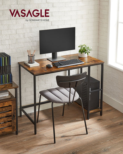 Computer Desk with 2 Shelves Rustic Brown and Ink Black - image 2