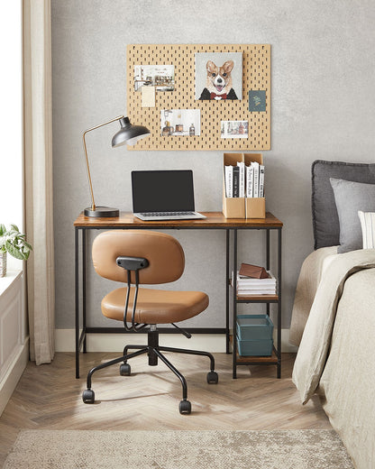Computer Desk with 2 Shelves Rustic Brown and Ink Black - image 3