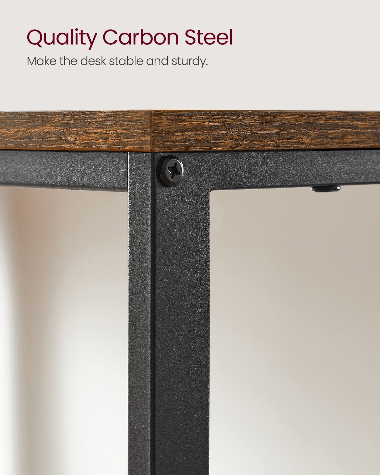 Computer Desk with 2 Shelves Rustic Brown and Ink Black - image 5