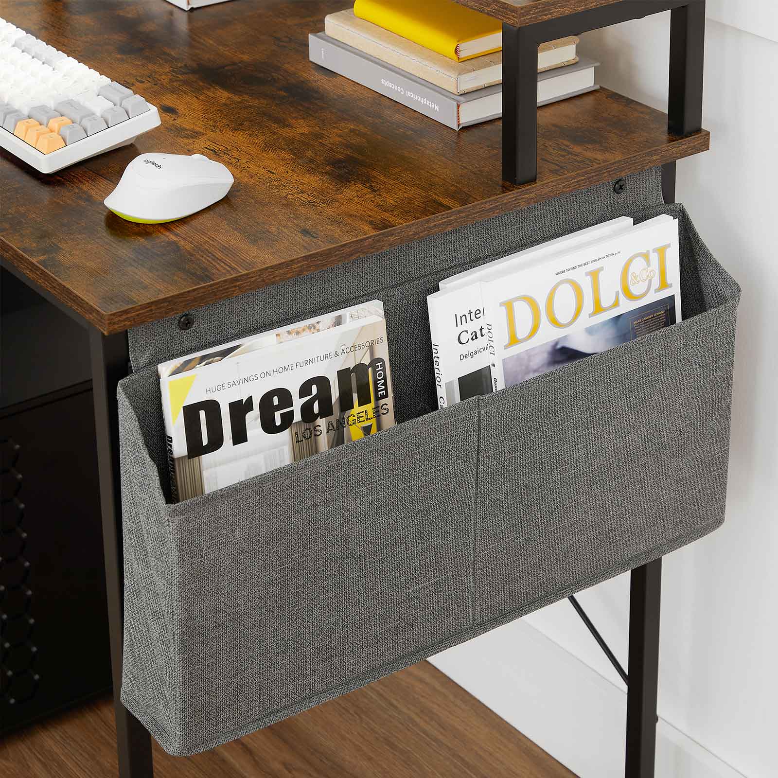 Industrial Brown Small Computer Desk with Monitor Riser - image 5