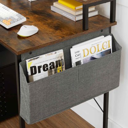 Industrial Brown Small Computer Desk with Monitor Riser - image 5