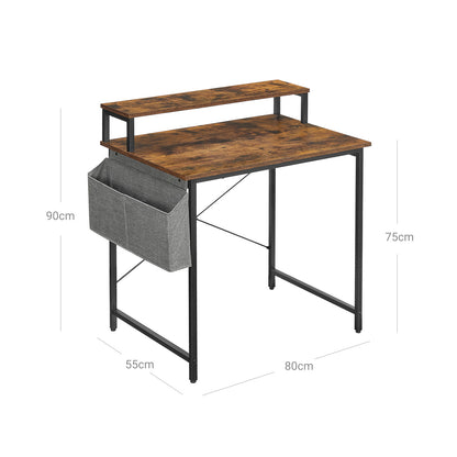 Industrial Brown Small Computer Desk with Monitor Riser - image 8