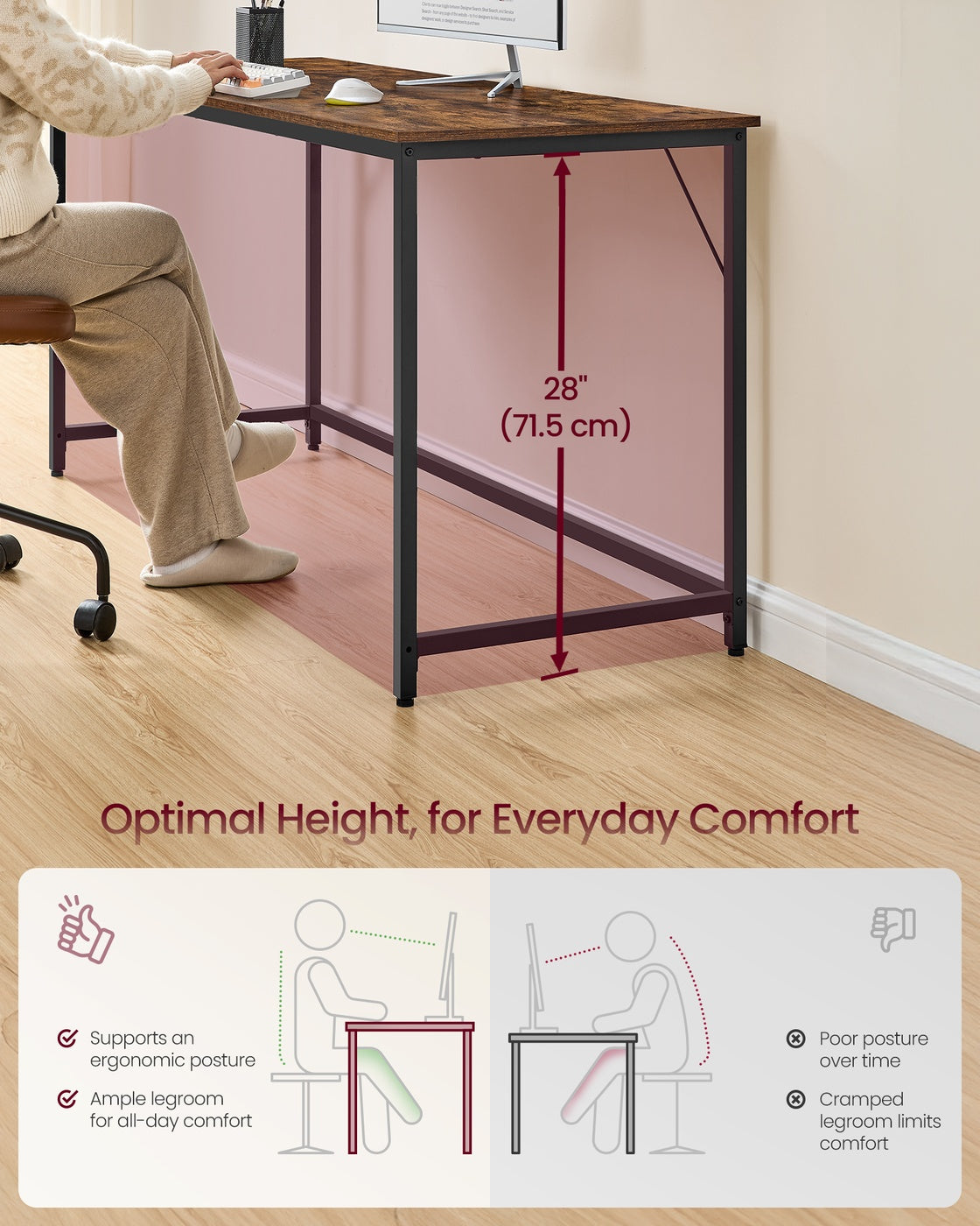 Particleboard gaming table with steel frame for home office - image 3