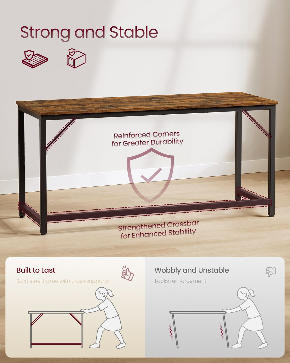 Particleboard gaming table with steel frame for home office - image 4