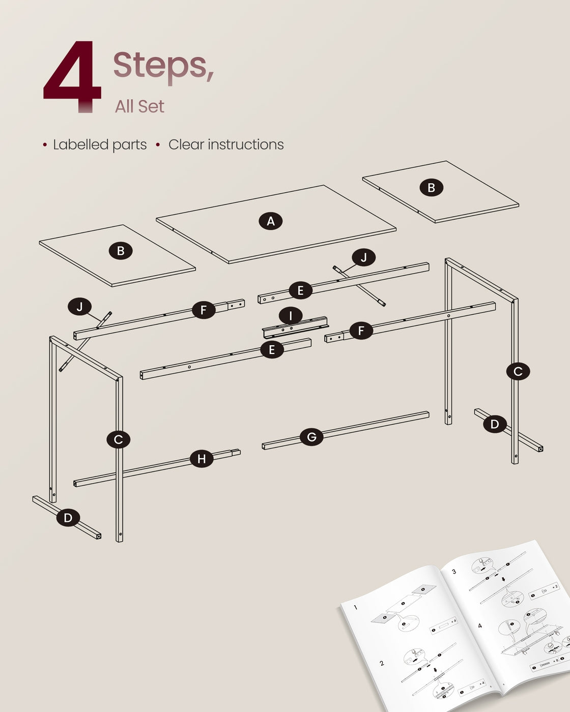 Particleboard gaming table with steel frame for home office - image 6