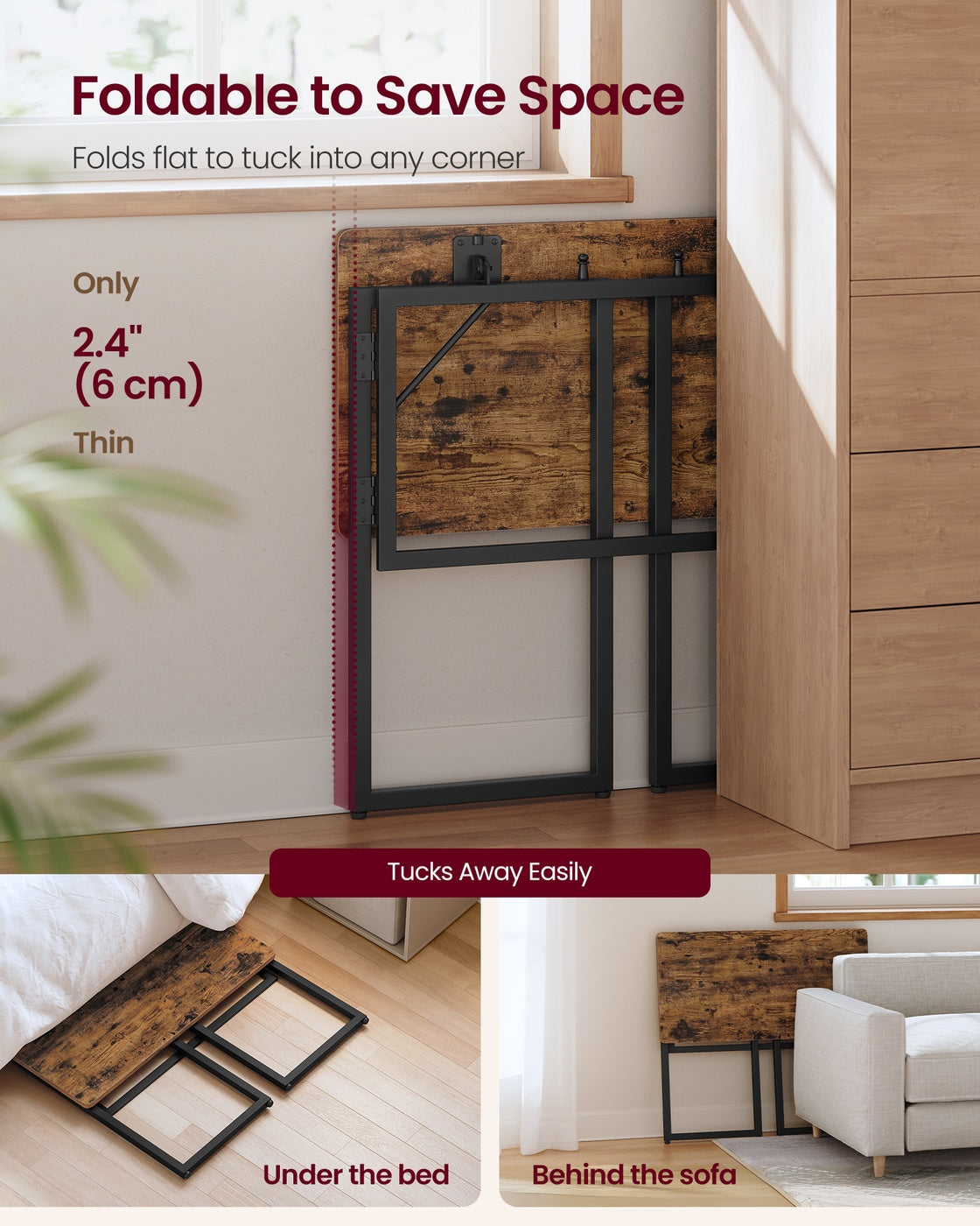 One-Piece foldable computer desk with rounded edges - image 3