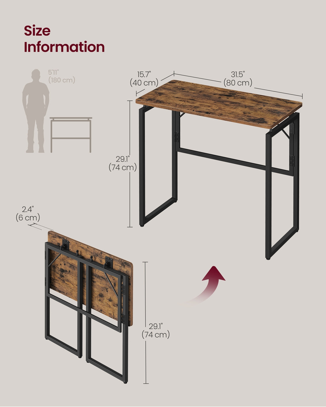 One-Piece foldable computer desk with rounded edges - image 6