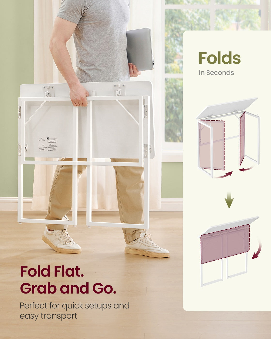 One-Piece foldable computer desk with rounded edges - image 11
