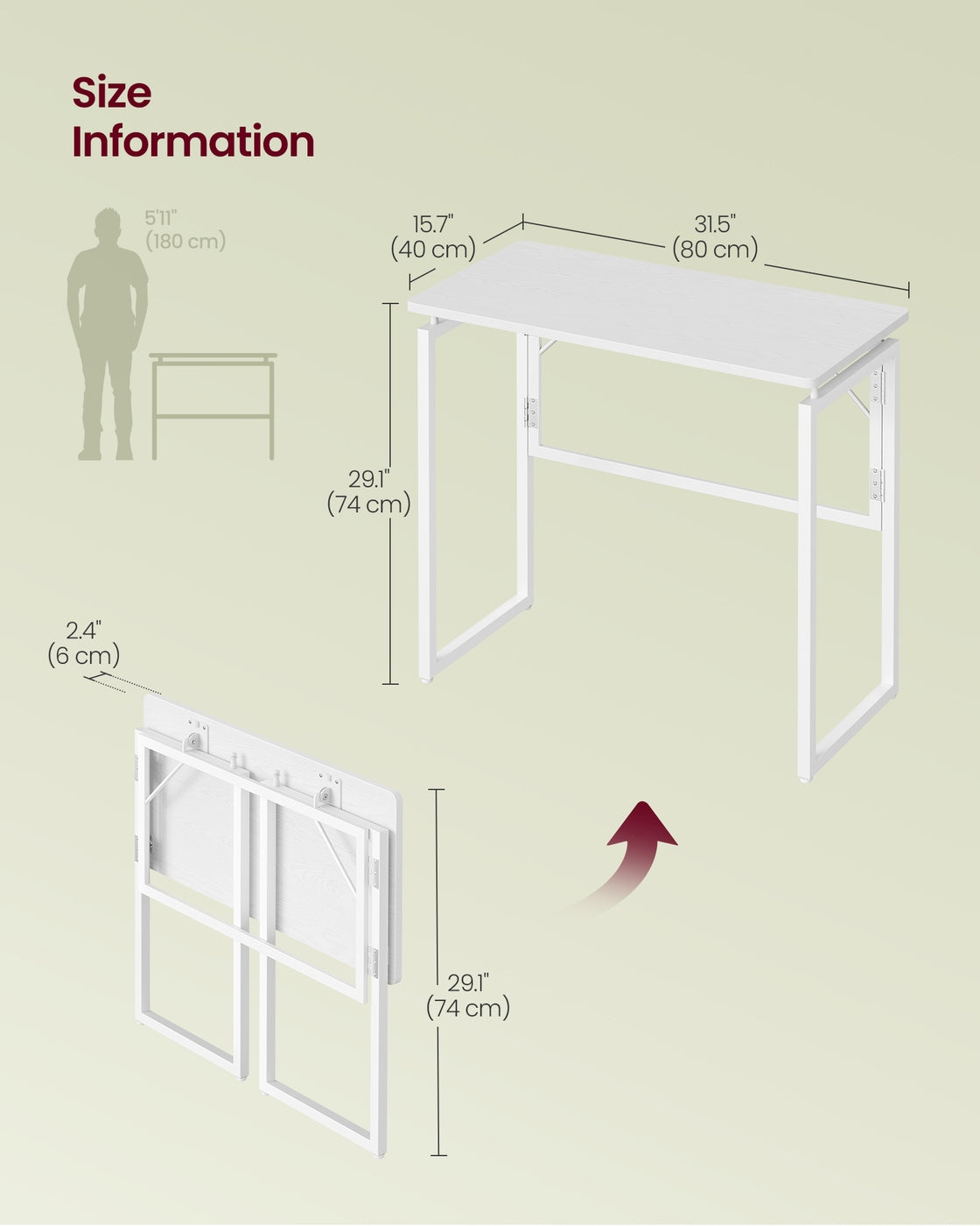 One-Piece foldable computer desk with rounded edges - image 13