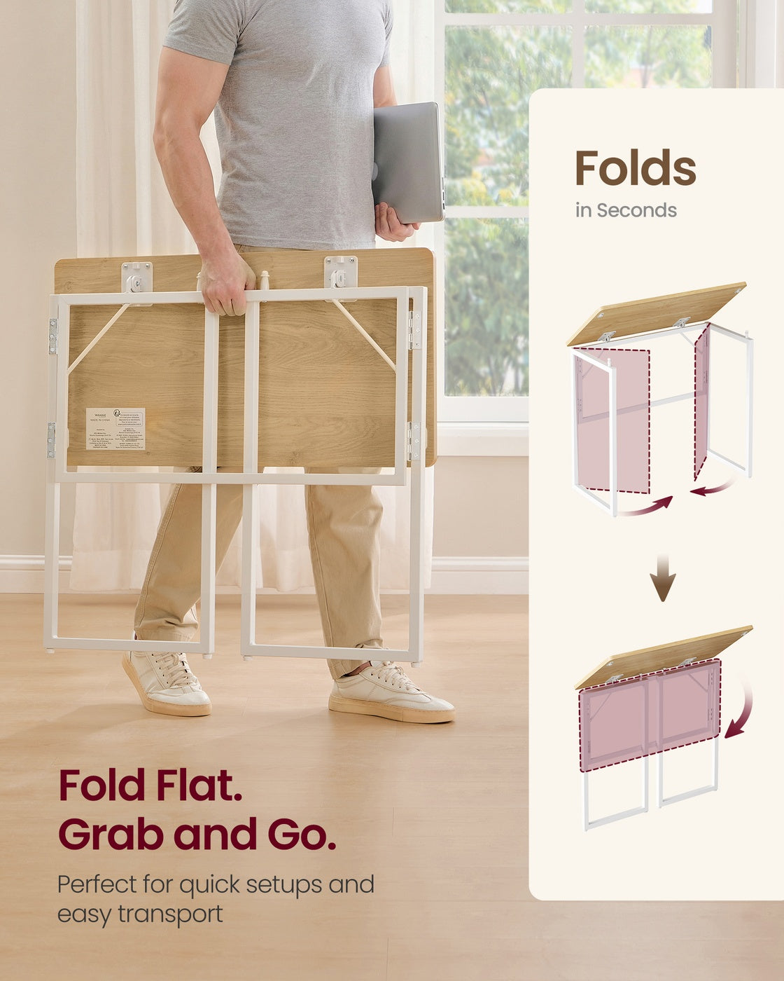 One-Piece foldable computer desk with rounded edges - image 18