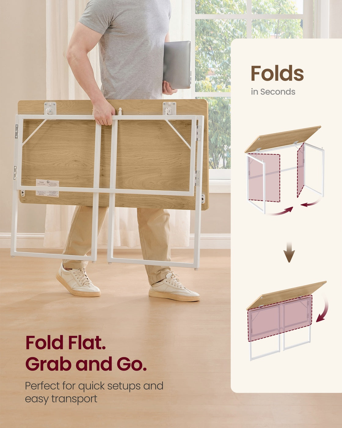 One-Piece foldable computer desk with rounded edges - image 25