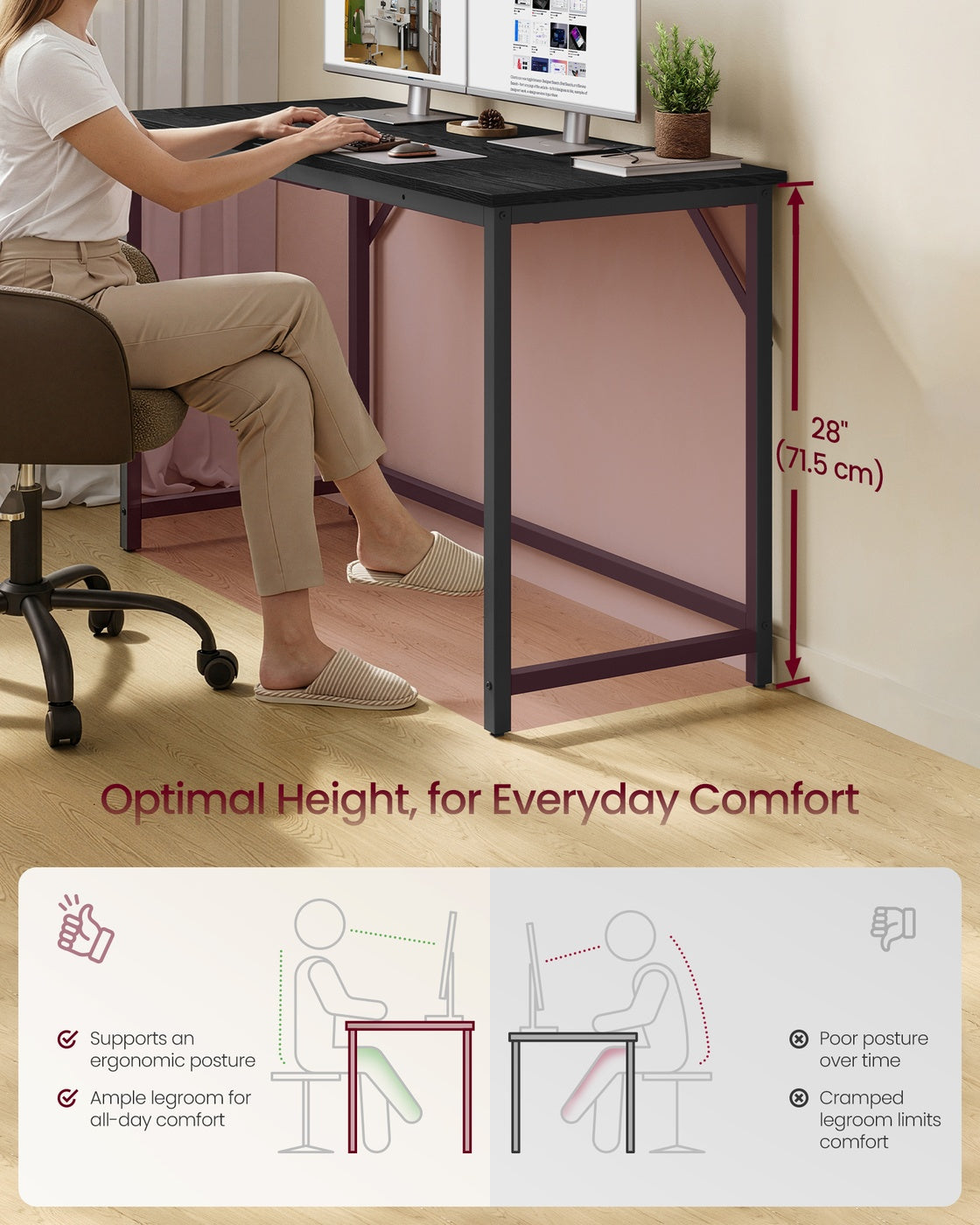 Steel frame computer desk for study or home office - image 3