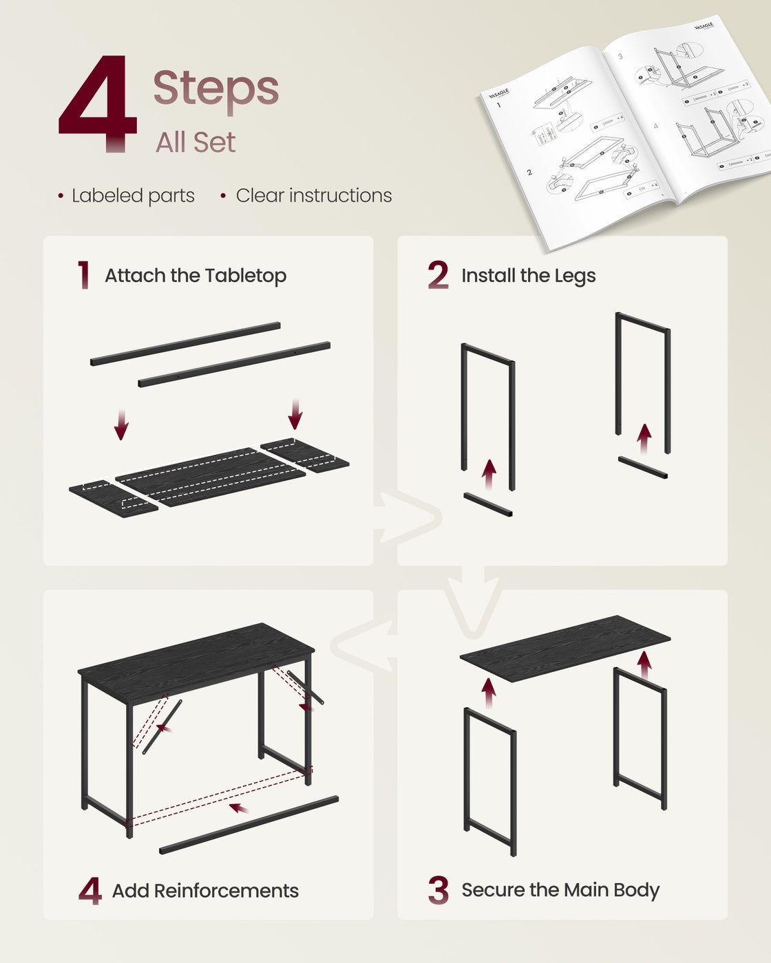 Steel frame computer desk for study or home office - image 6
