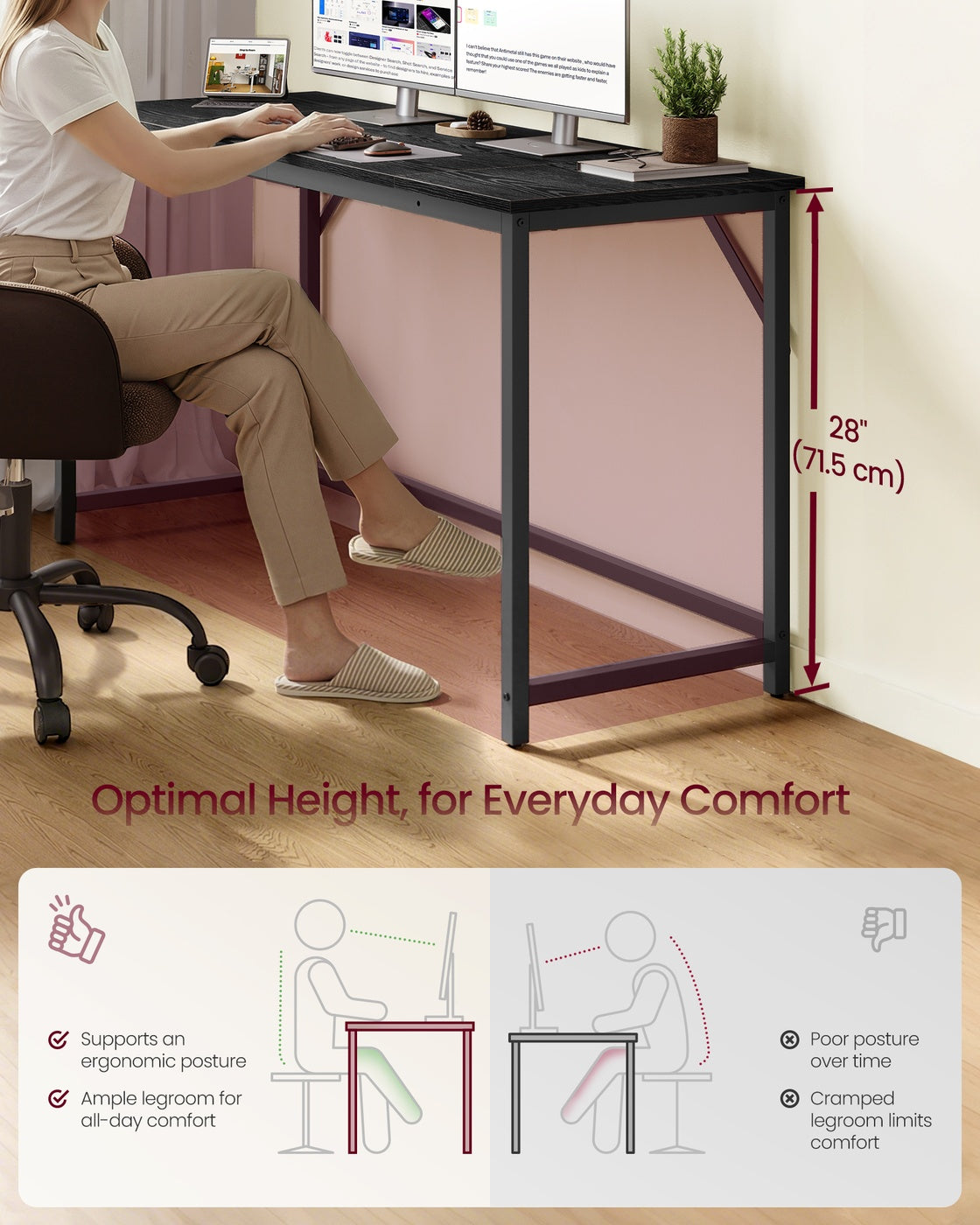 Steel frame computer desk for study or home office - image 15