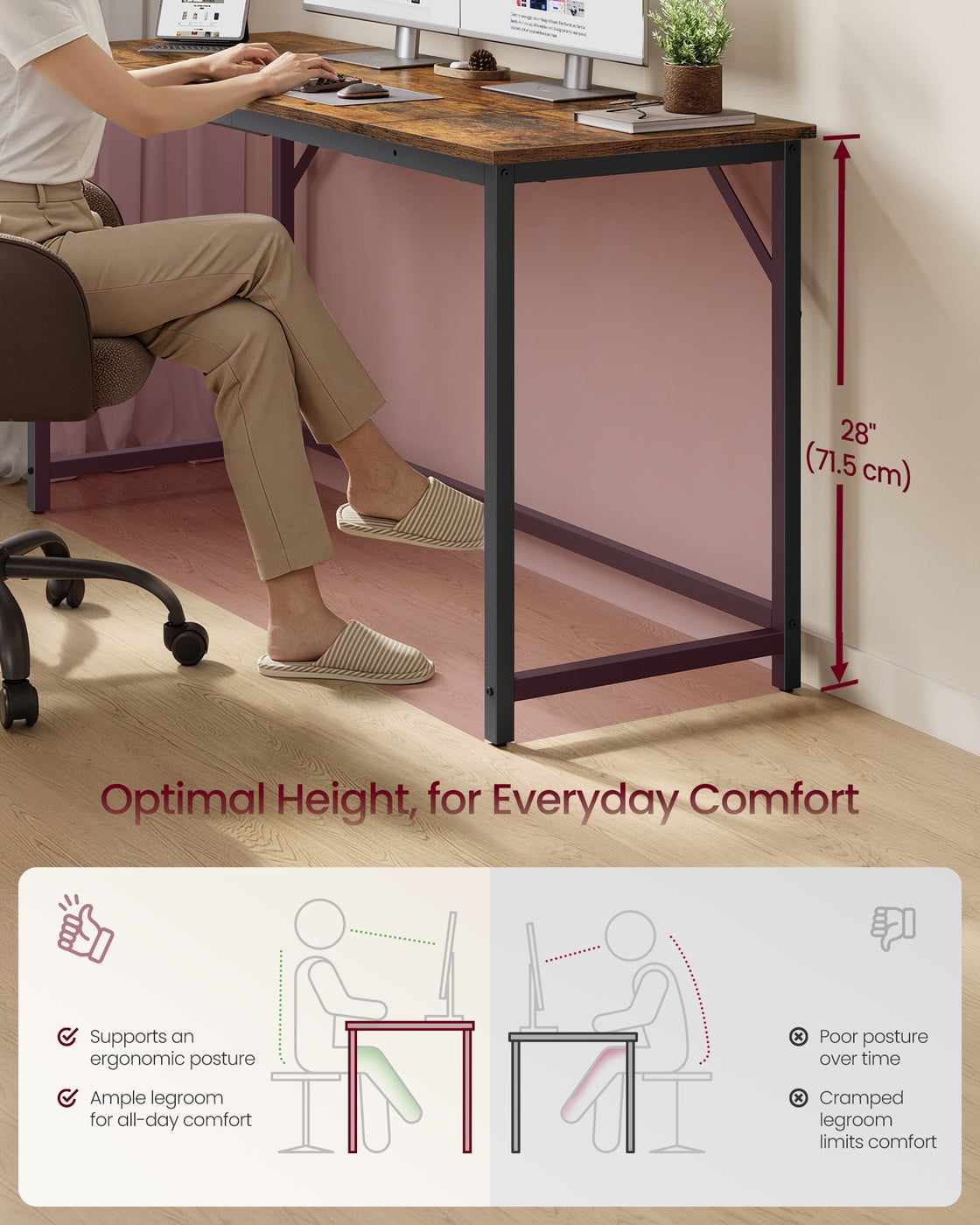 Steel frame computer desk for study or home office - image 21
