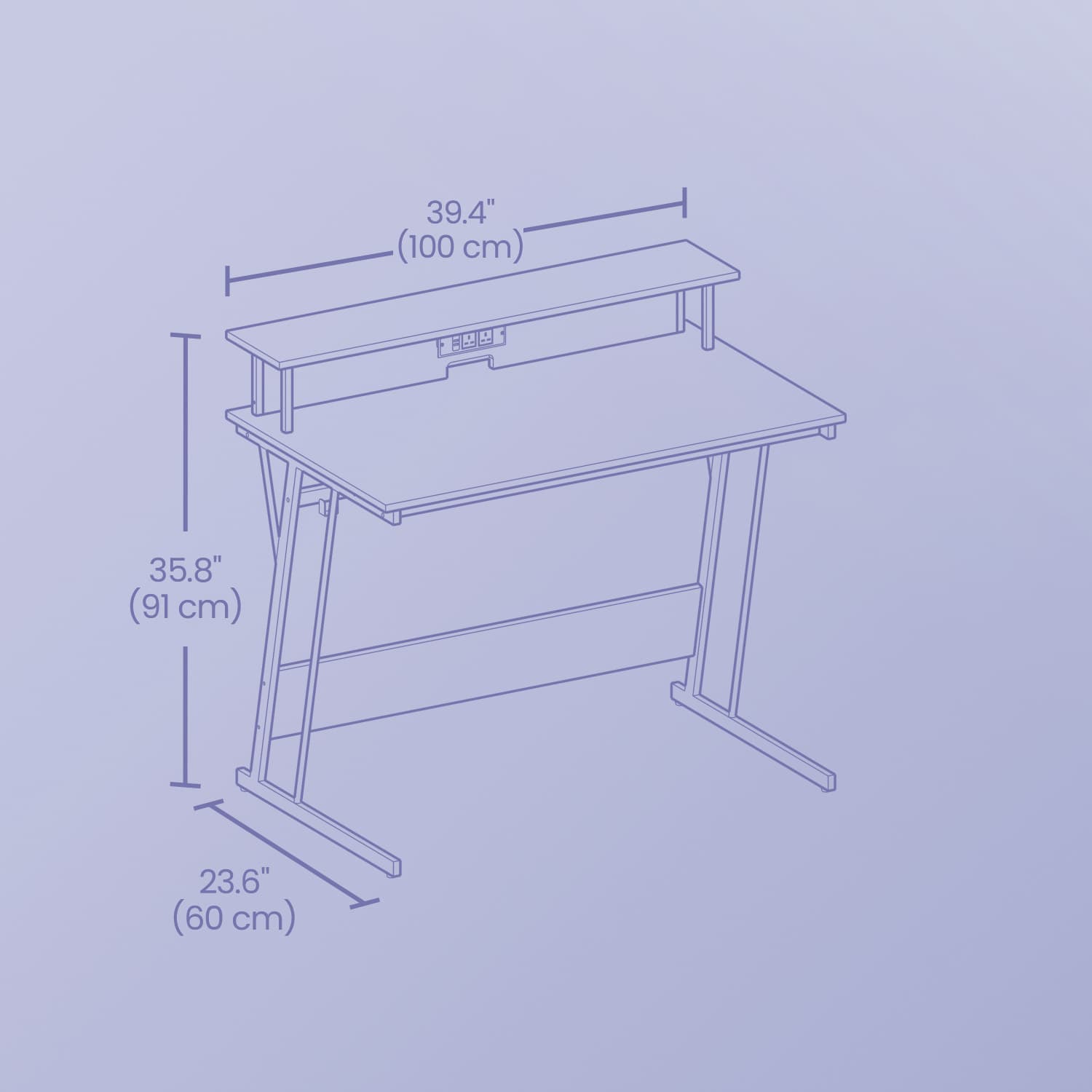 Computer Desk with LED Lights, Built-In Power Outlets, Monitor Shelf - image 6