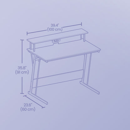 Computer Desk with LED Lights, Built-In Power Outlets, Monitor Shelf - image 6