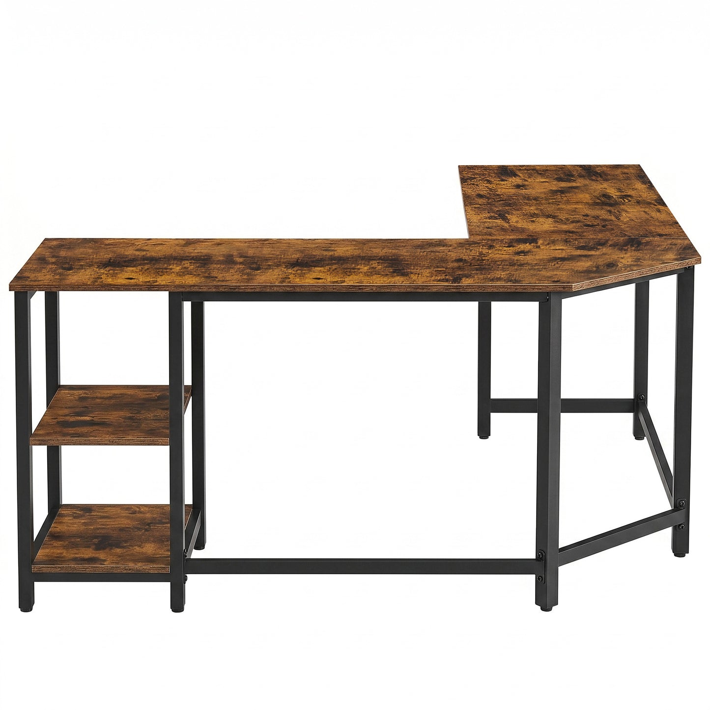 L-Shaped Office Desk, Space-Saving Corner Computer Desk with 2 Shelves, Easy Assembly, Brown and Black - image 13
