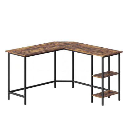 L-Shaped Office Desk, Space-Saving Corner Computer Desk with 2 Shelves, Easy Assembly, Brown and Black - image 8