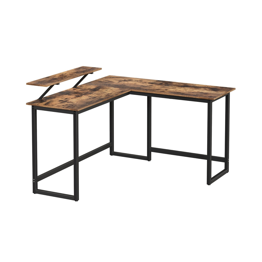 L-Shaped Corner Desk, Computer Desk with Monitor Stand, for Home Office Study Gaming