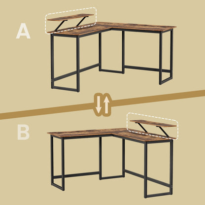 L-Shaped Corner Desk, Computer Desk with Monitor Stand, for Home Office Study Gaming