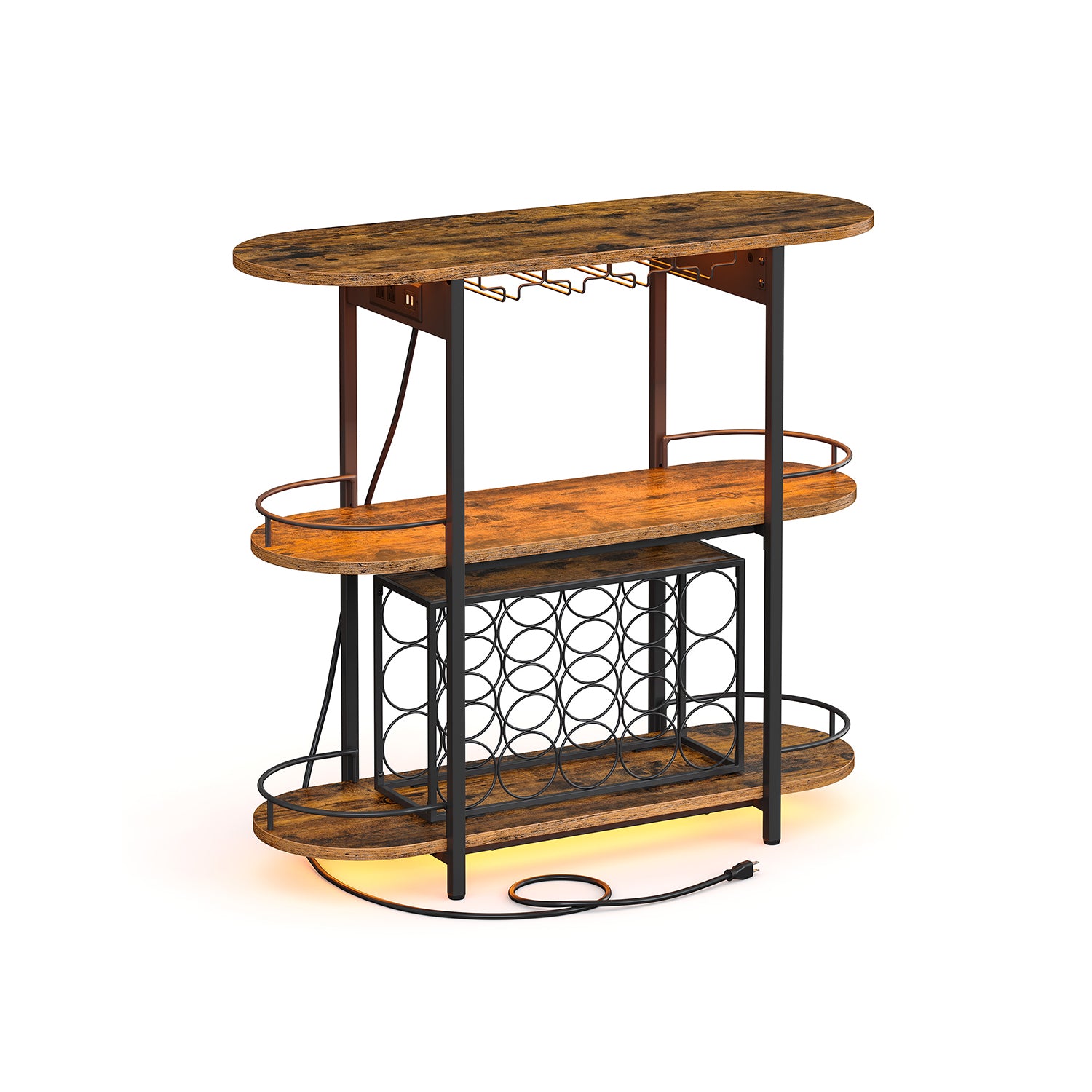 Bar Cabinet with LED Lights and Power Outlets