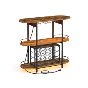 Bar Cabinet with LED Lights and Power Outlets