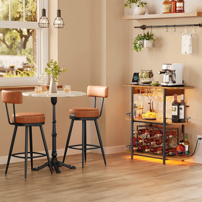 Bar Cabinet with LED Lights and Power Outlets
