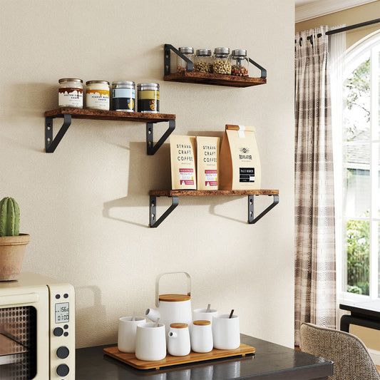 Wall Shelves, Set of 3 Wall Mounted Floating Shelves, 2 Mounting Ways - image 1