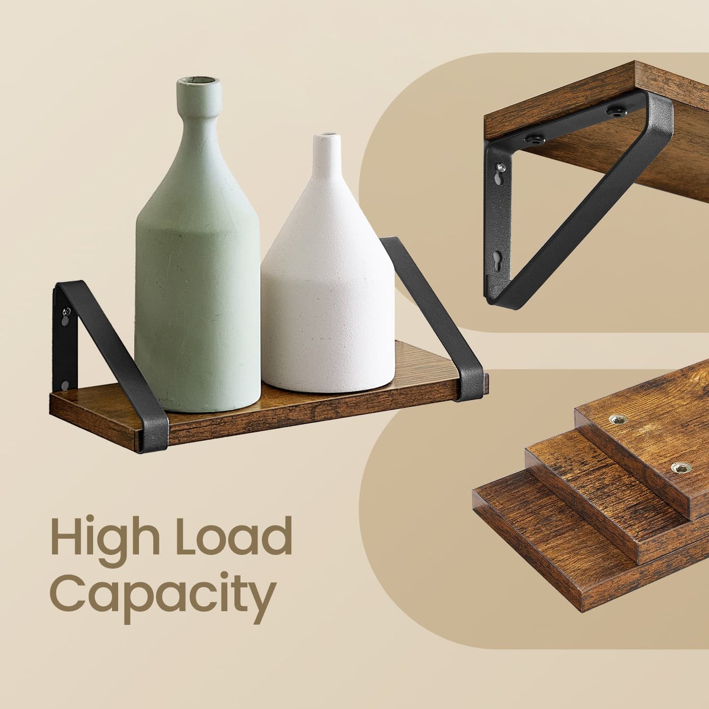 Wall Shelves, Set of 3 Wall Mounted Floating Shelves, 2 Mounting Ways - image 3