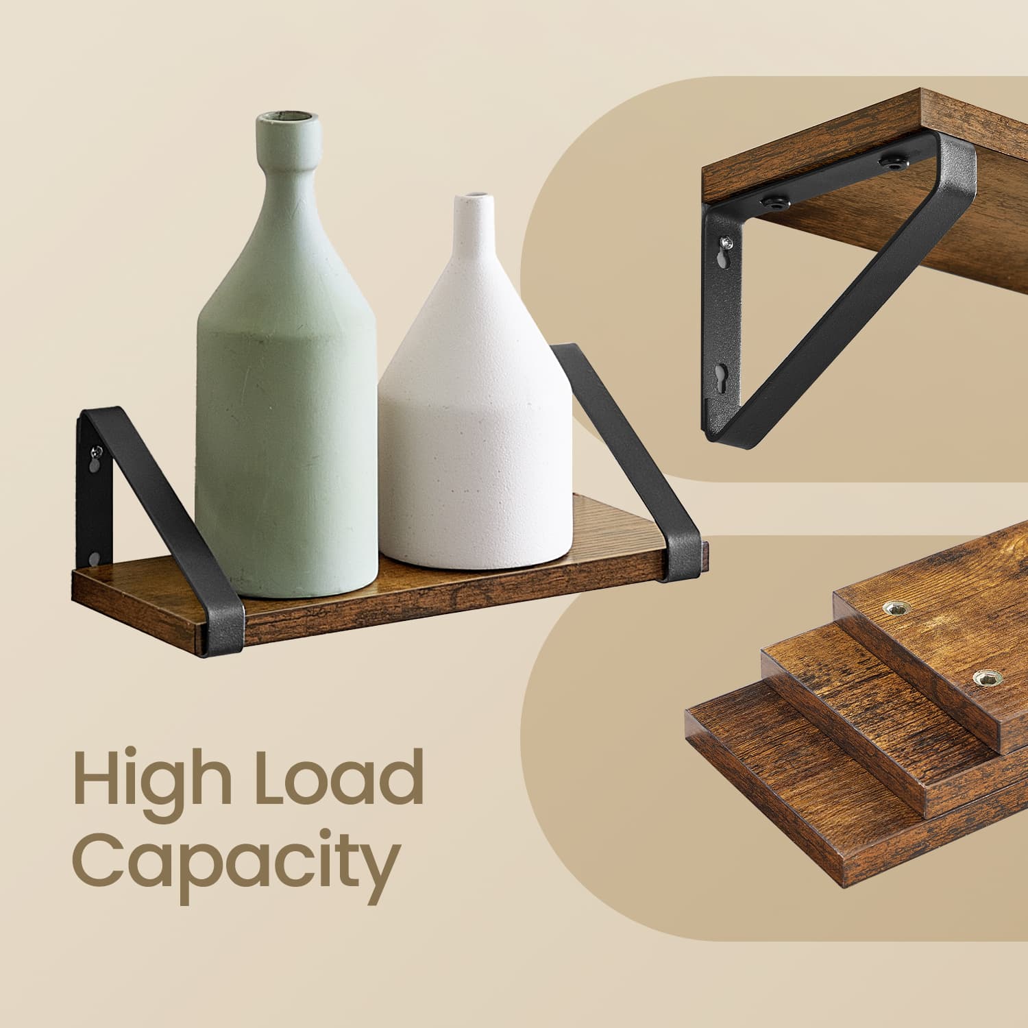 Wall Shelves, Set of 3 Wall Mounted Floating Shelves, 2 Mounting Ways - image 3