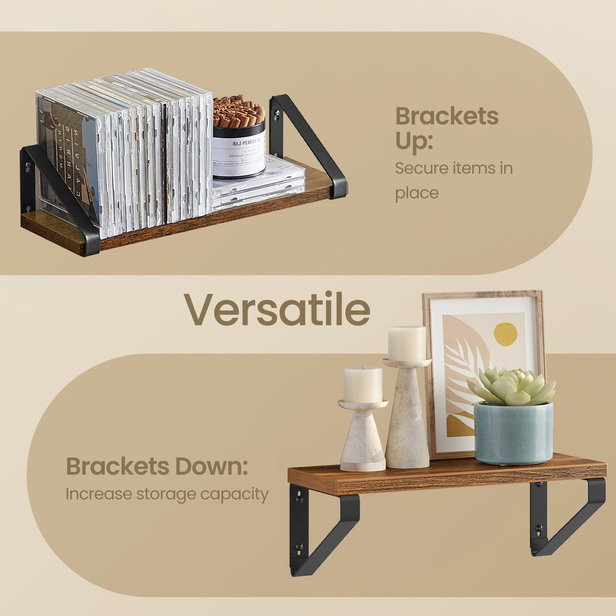 Wall Shelves, Set of 3 Wall Mounted Floating Shelves, 2 Mounting Ways - image 4