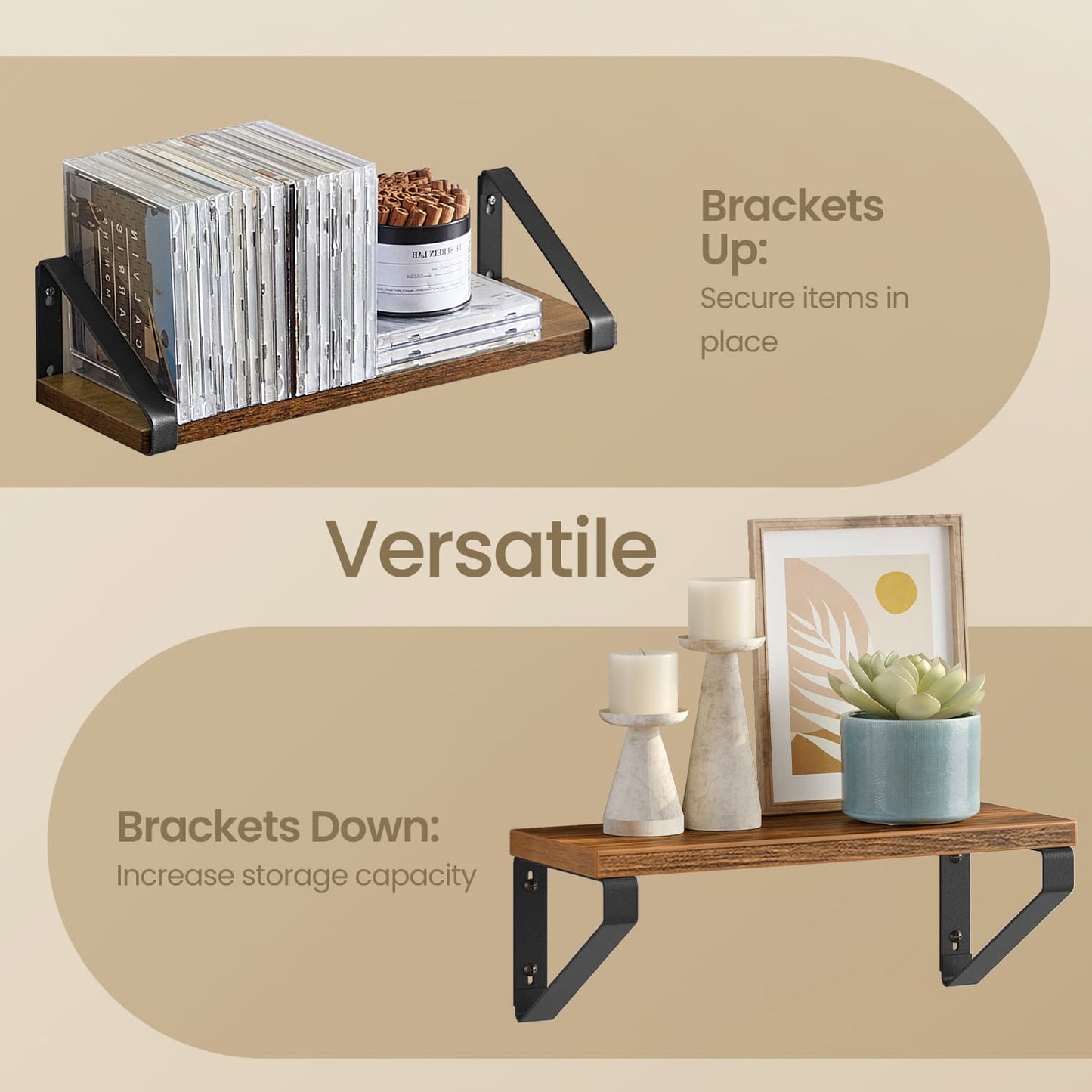 Wall Shelves, Set of 3 Wall Mounted Floating Shelves, 2 Mounting Ways - image 4