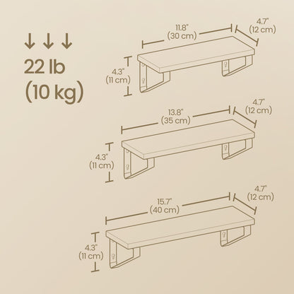 Wall Shelves, Set of 3 Wall Mounted Floating Shelves, 2 Mounting Ways - image 6