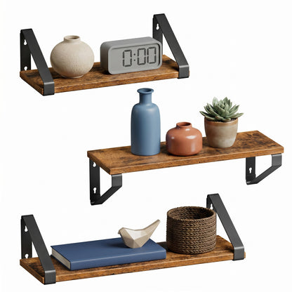 Wall Shelves, Set of 3 Wall Mounted Floating Shelves, 2 Mounting Ways