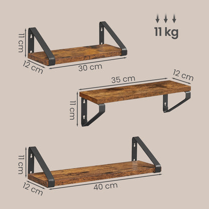 Wall Shelves, Set of 3 Wall Mounted Floating Shelves, 2 Mounting Ways