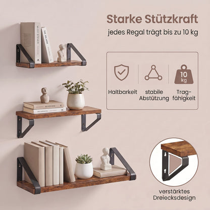 Wall Shelves, Set of 3 Wall Mounted Floating Shelves, 2 Mounting Ways