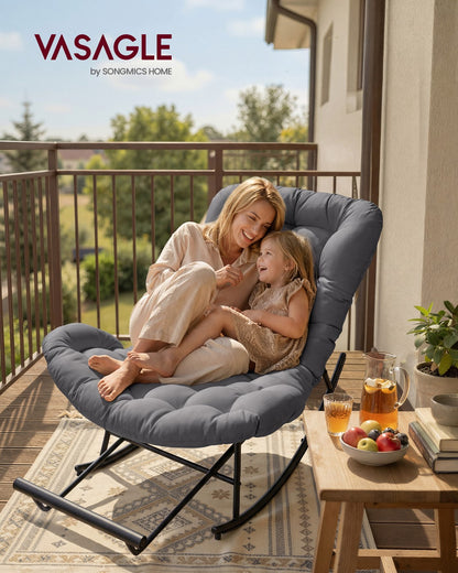 Steel rocking papasan chair for patio bedroom or living room - image 2