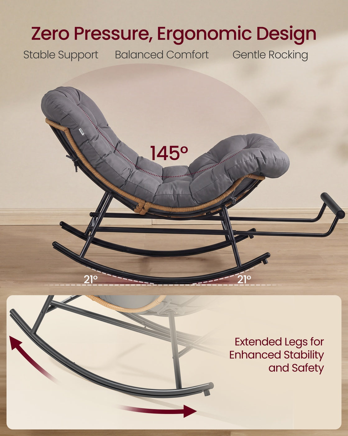 Steel rocking papasan chair for patio bedroom or living room - image 3