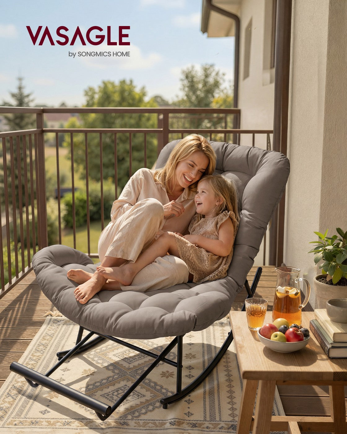Steel rocking papasan chair for patio bedroom or living room - image 9
