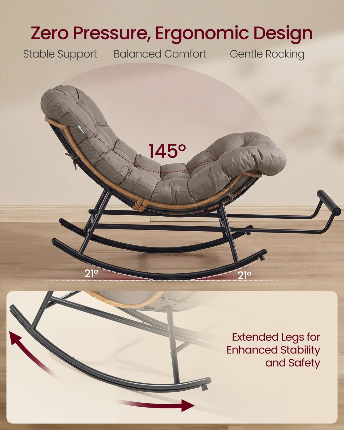 Steel rocking papasan chair for patio bedroom or living room - image 10