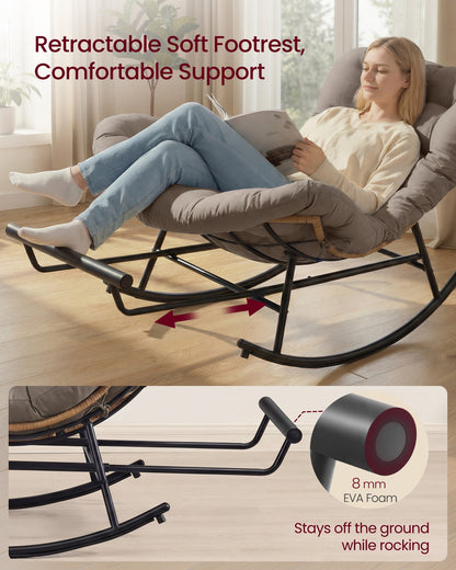 Steel rocking papasan chair for patio bedroom or living room - image 12