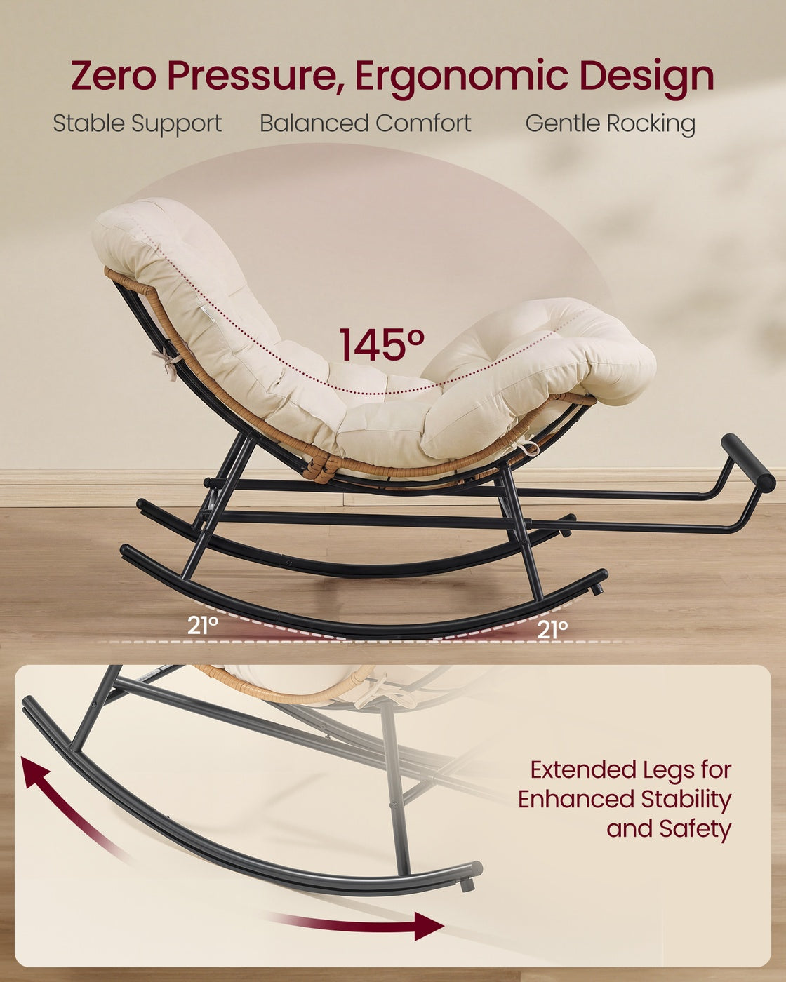 Steel rocking papasan chair for patio bedroom or living room - image 18