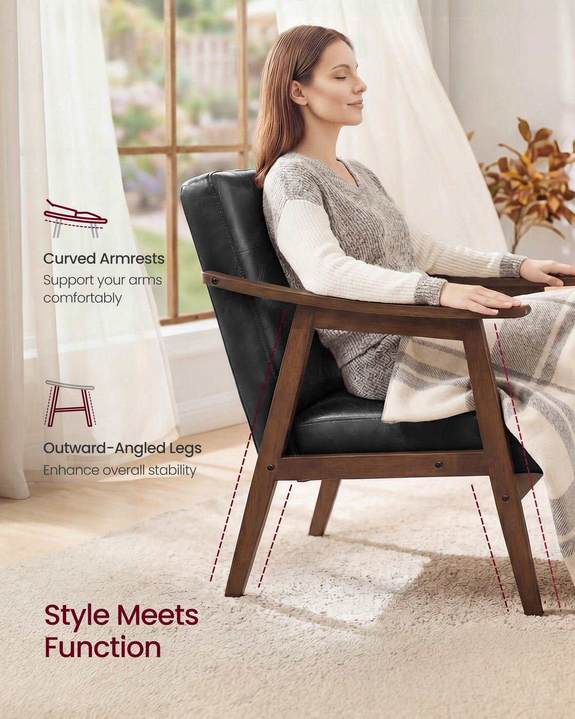PU leather accent chair for living room bedroom or office