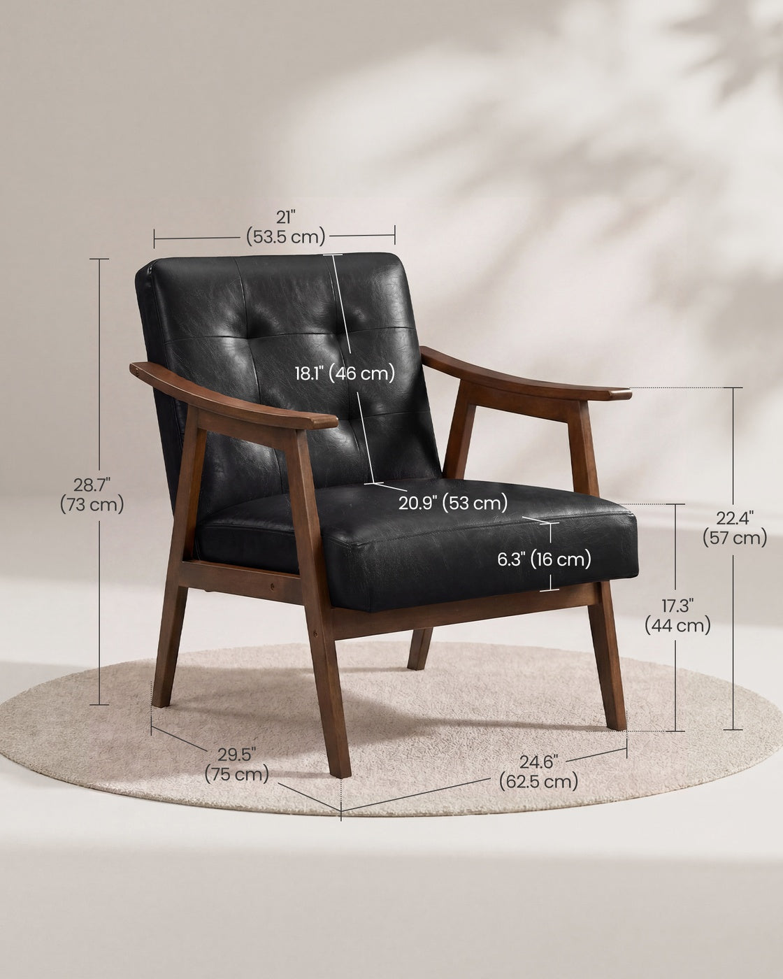 PU leather accent chair for living room bedroom or office