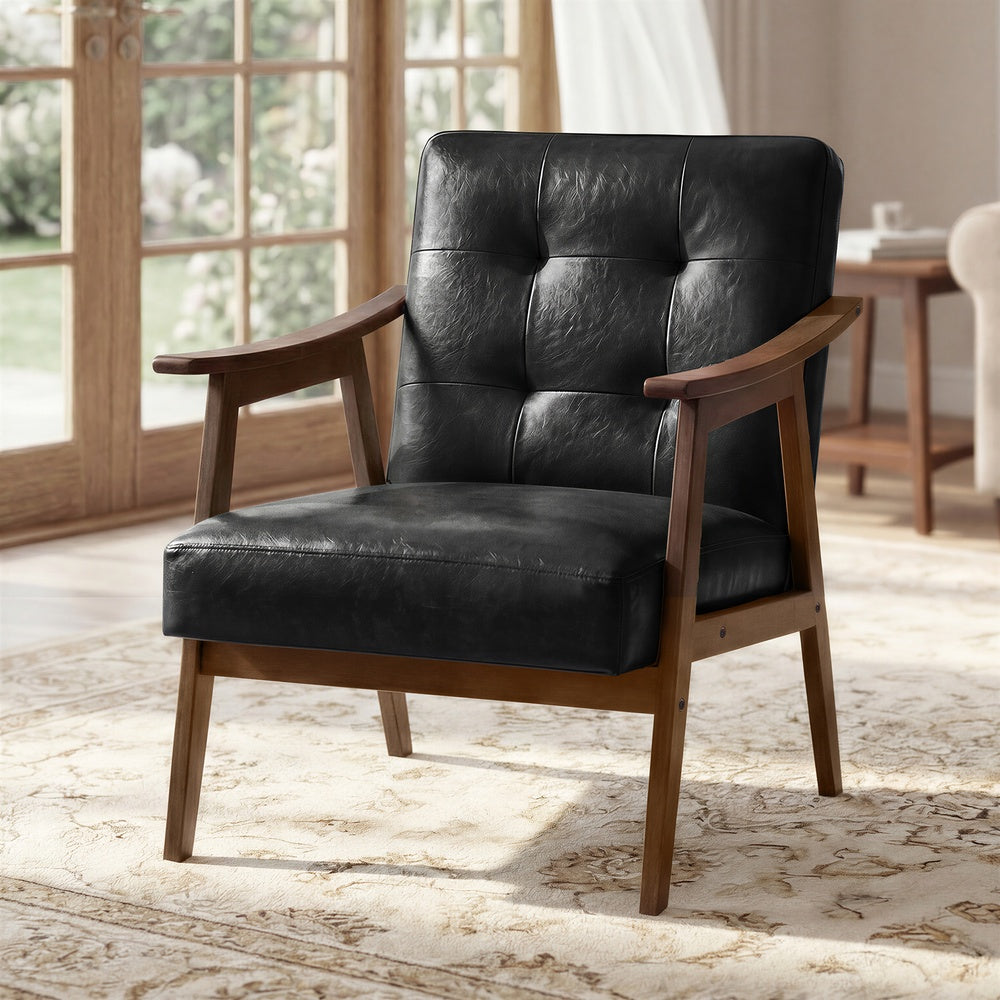 PU leather accent chair for living room bedroom or office