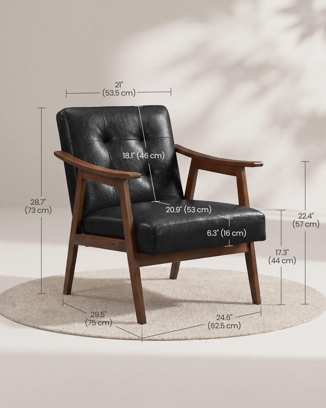 PU leather accent chair for living room bedroom or office