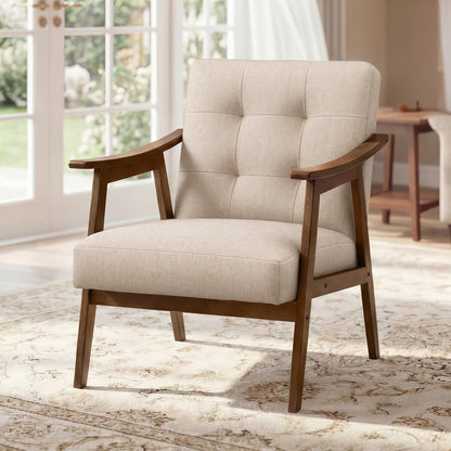 PU leather accent chair for living room bedroom or office - Beige