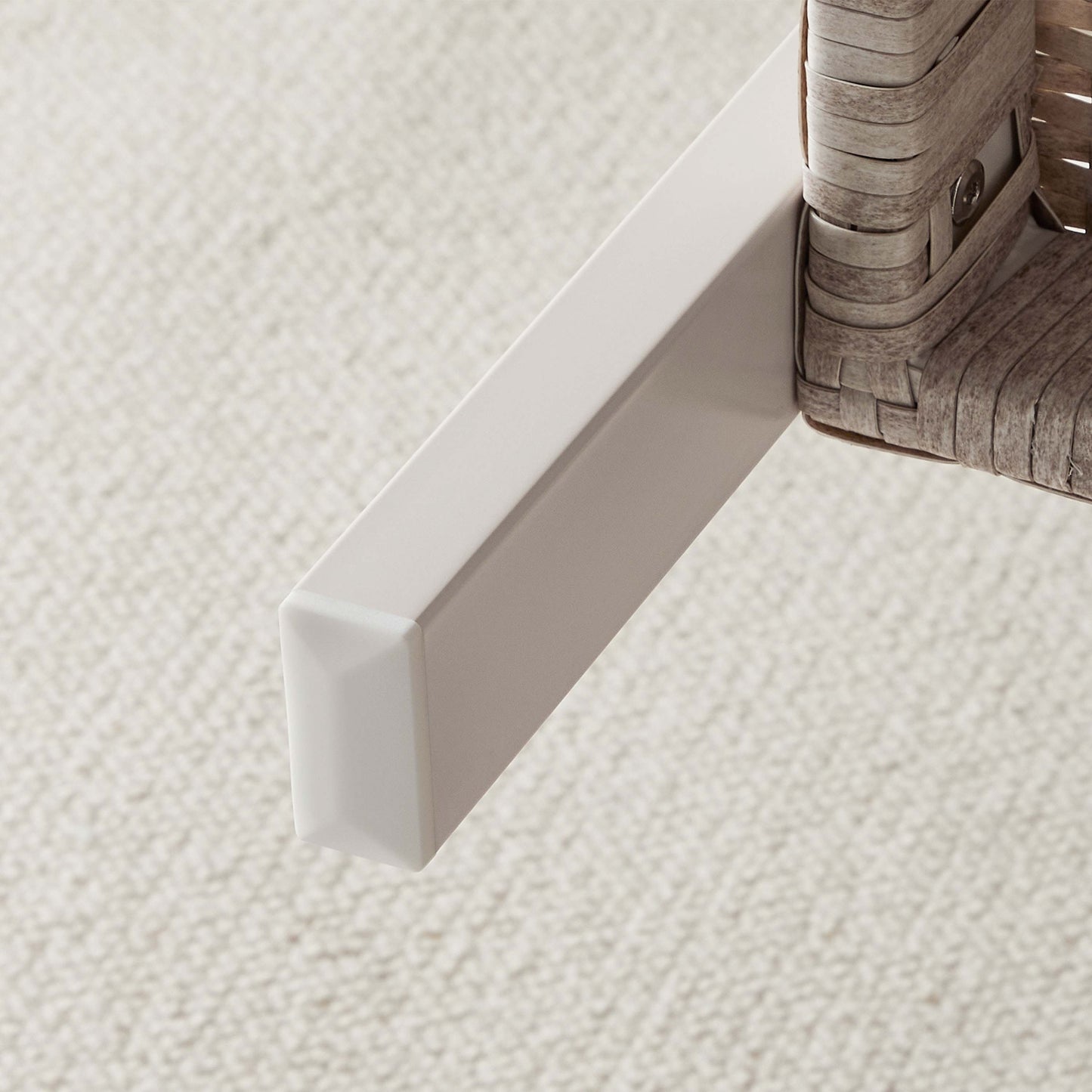 Sencillo Collection - Outdoor Steel Glass Side Table, Bone Color