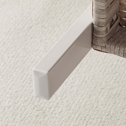 Sencillo Collection - Outdoor Steel Glass Side Table, Bone Color